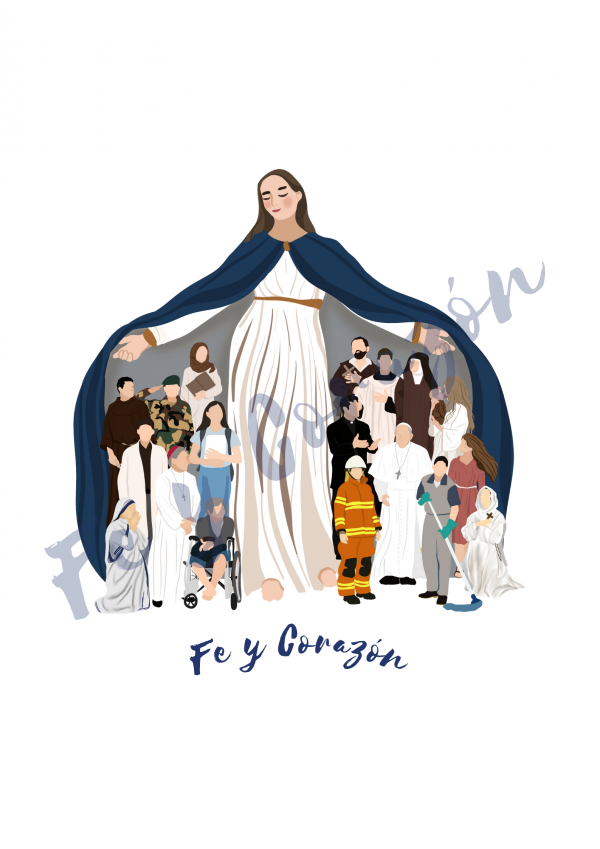 Lámina Santos Bajo el Manto de la Inmaculada - Imagen 3