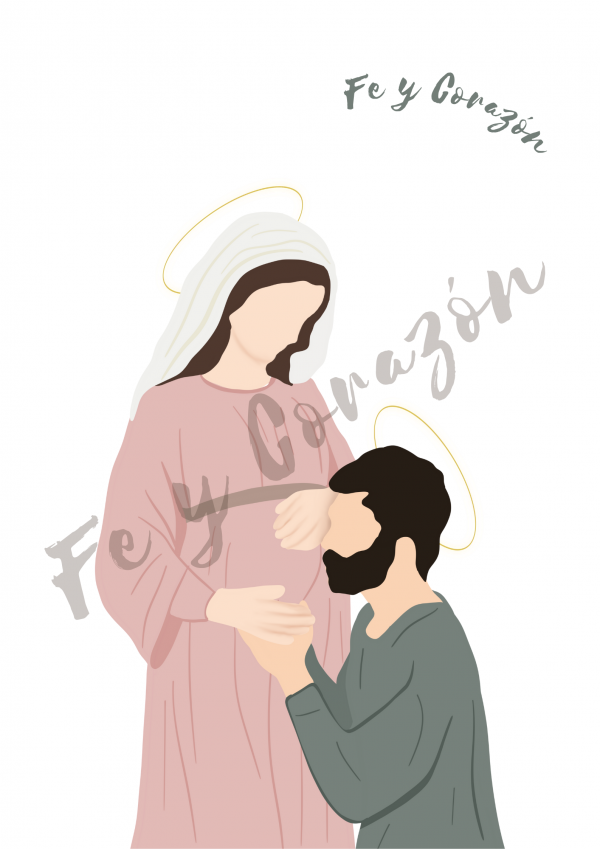 Lámina Virgen de la Dulce Espera y San José - Imagen 2